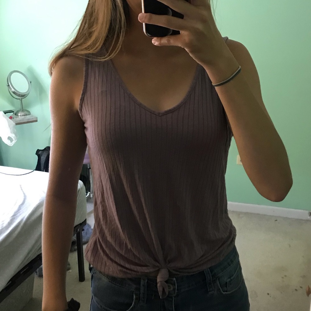 tie purple tank top